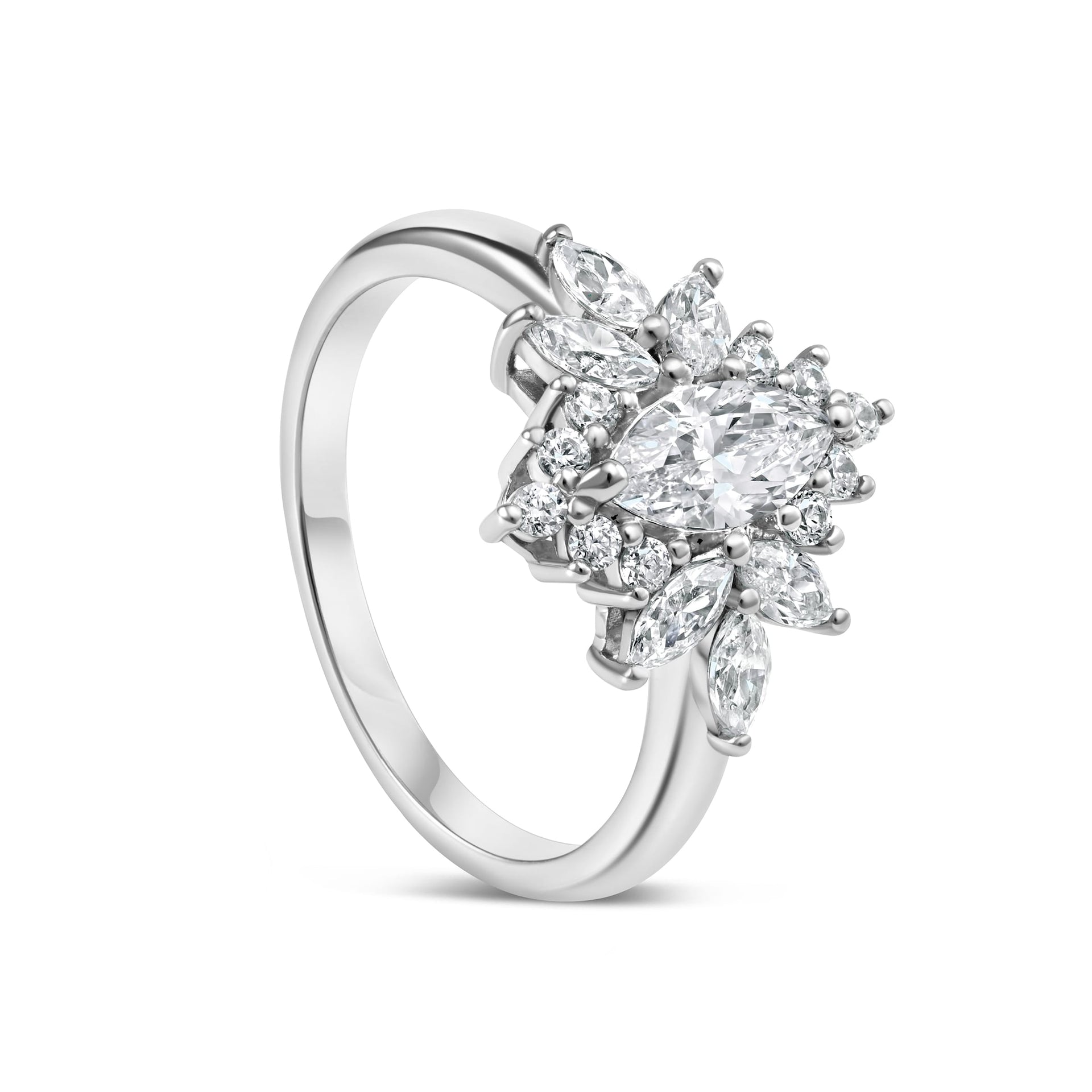 Stunning 0.5 CT Marquise Moissanite Engagement Ring With Cluster Design 2