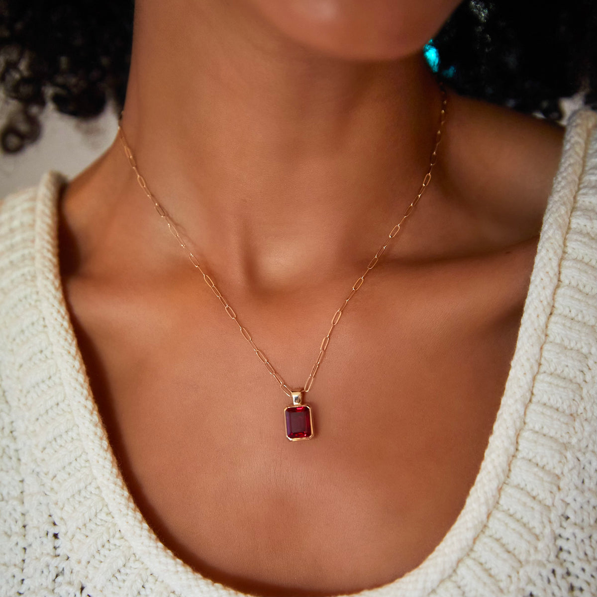 4 CT Emerald Ruby Lab Made Diamond- July Birthstone Pendant 7