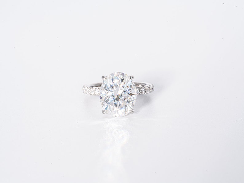 Stunning 4.0 CT Oval Cut Moissanite Engagement Ring with Hidden Halo & Pave Design 1