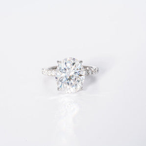 Stunning 4.0 CT Oval Cut Moissanite Engagement Ring with Hidden Halo & Pave Design