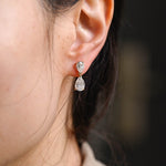 1.0 TCW Pear Cut Moissanite Drop Earrings in Gold 4