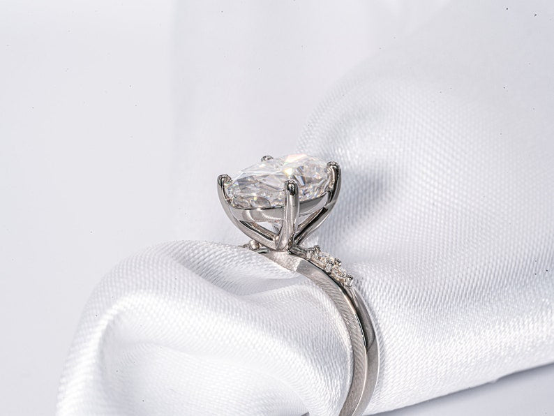 Classic 3.50 CT Oval Moissanite Engagement Ring with Cluster Design 4