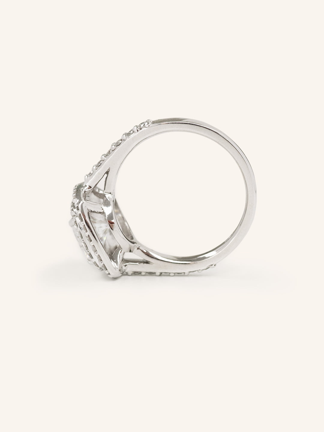 Stunning 1.0 CT Cushion Moissanite Engagement Ring with Double Halo and Pave Design 6