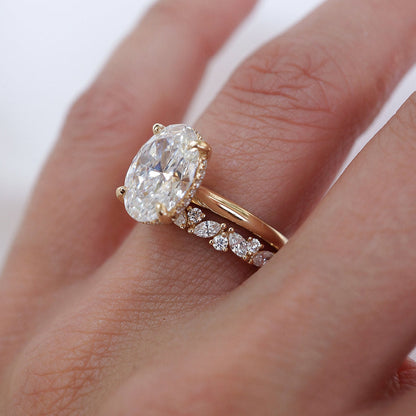 Stunning 0.4 TCW Marquise and Round Moissanite Stones in Half Eternity Wedding Bands 3