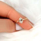Stunning 1.27 CT Hexagon Moissanite Engagement Ring with Three Stone Design 5