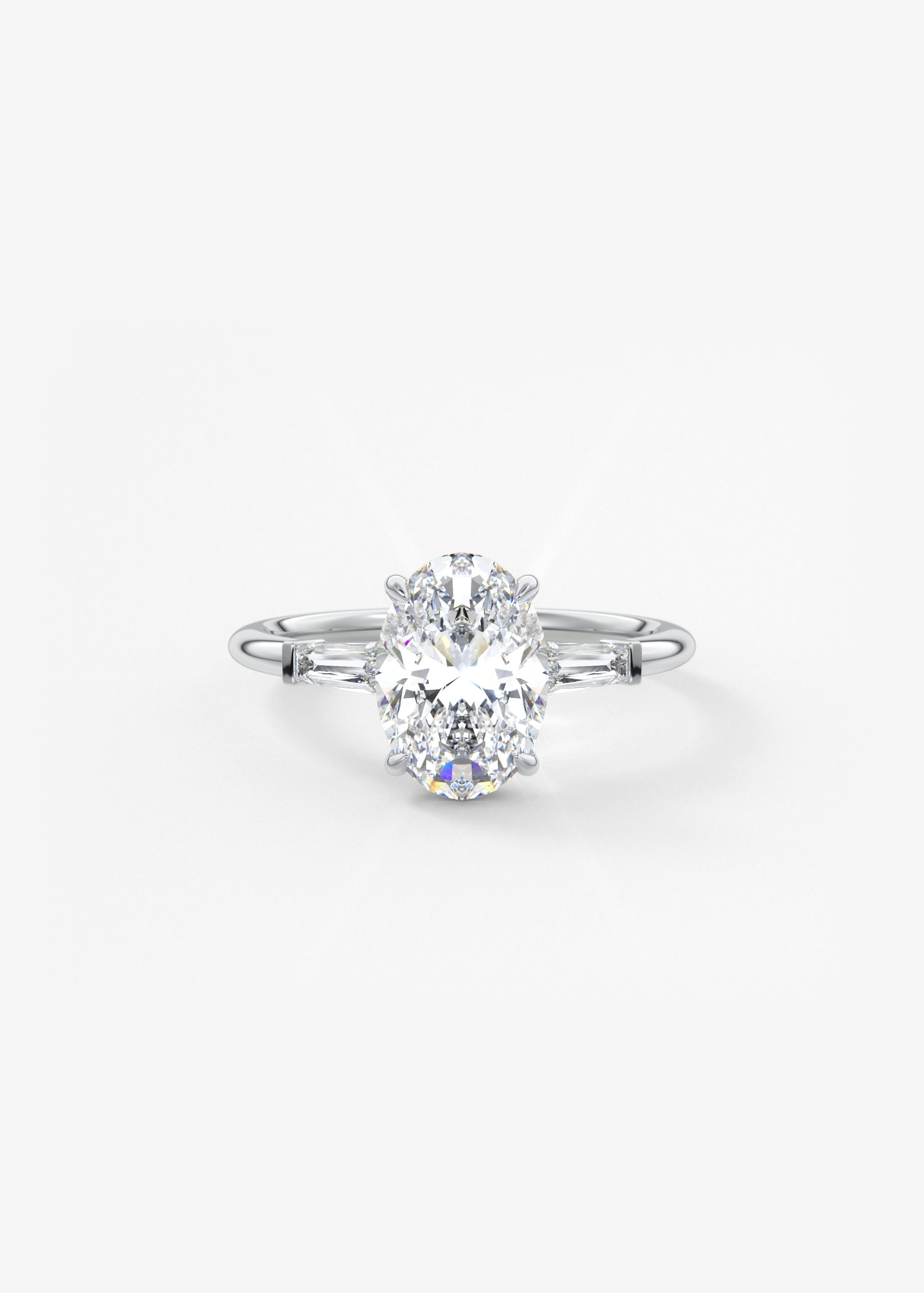 Oval Three Stone Lab Grown Diamond Engagement Ring