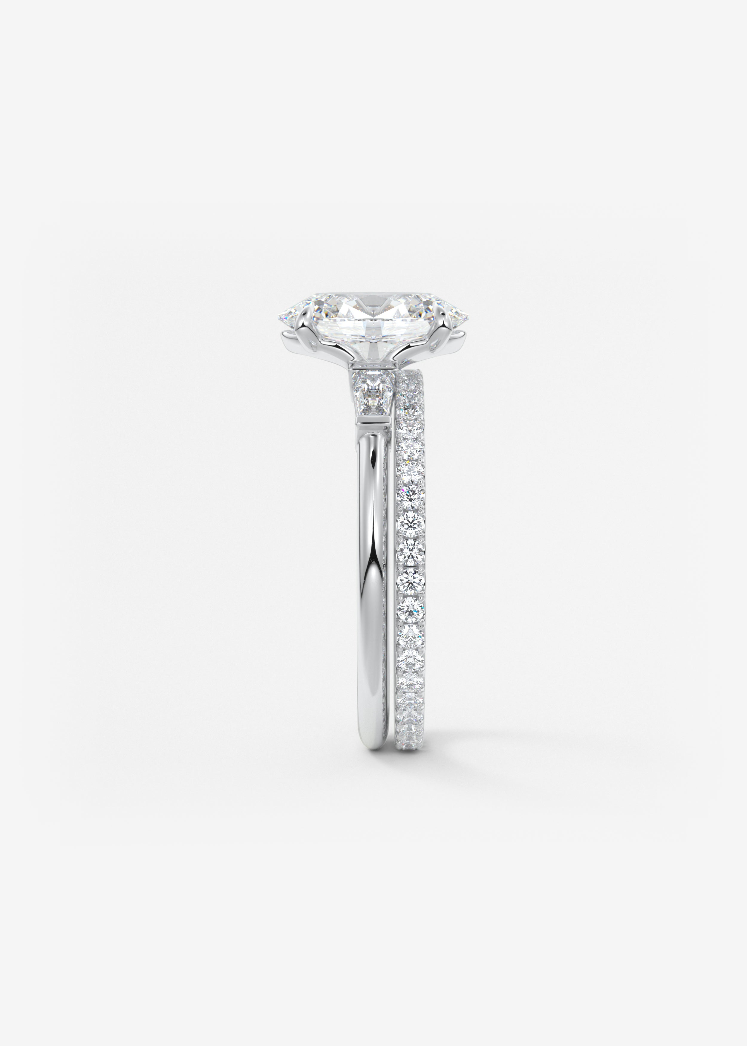 Oval Three Stone Lab Grown Diamond Engagement Ring
