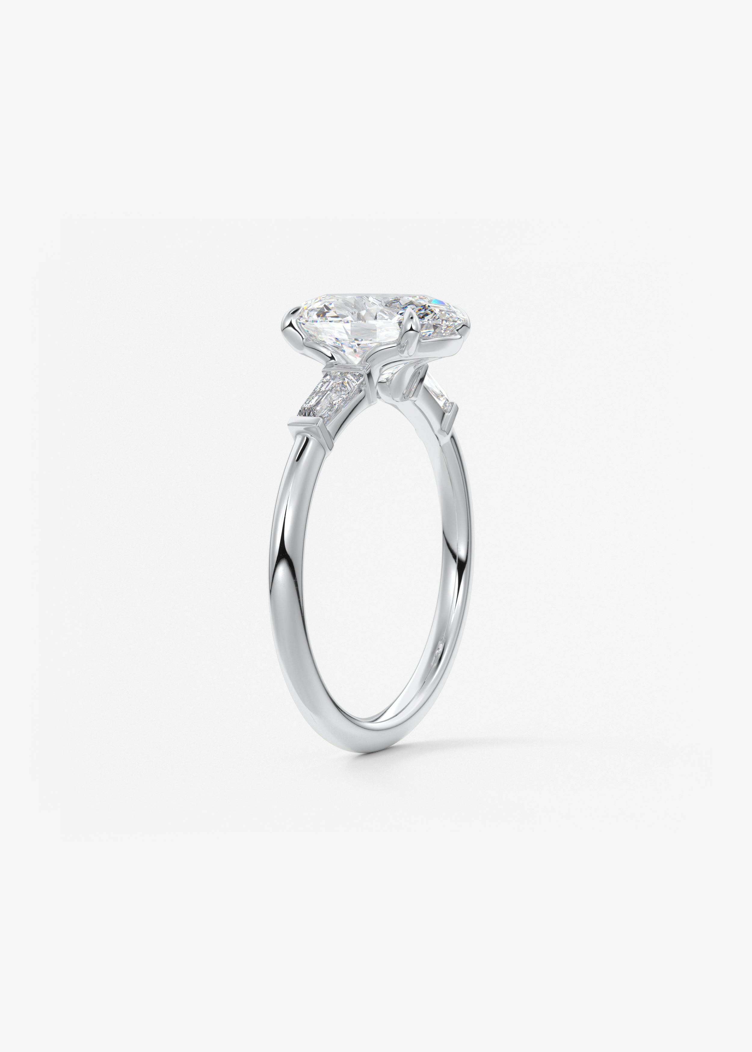 Oval Three Stone Lab Grown Diamond Engagement Ring
