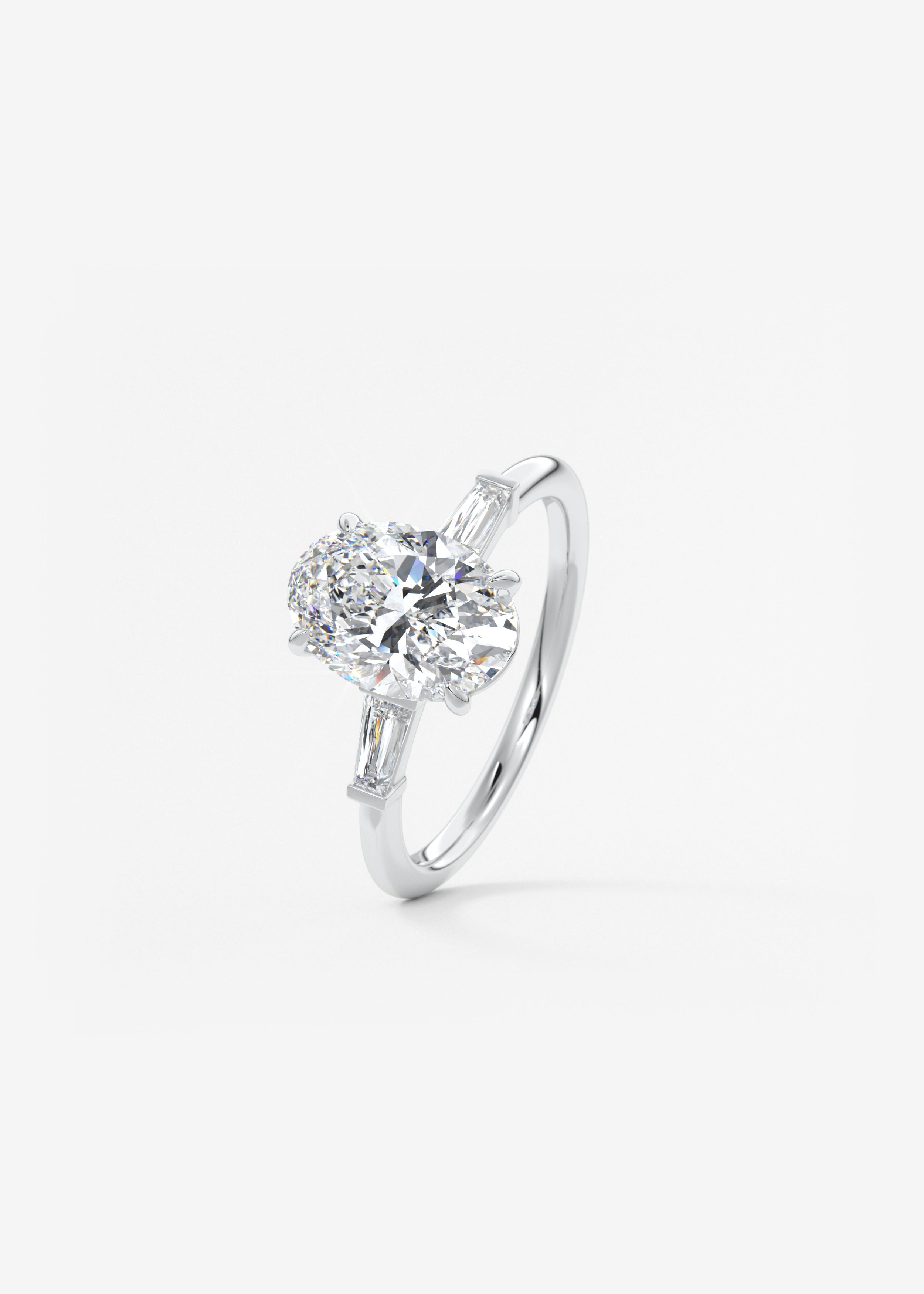 Oval Three Stone Lab Grown Diamond Engagement Ring