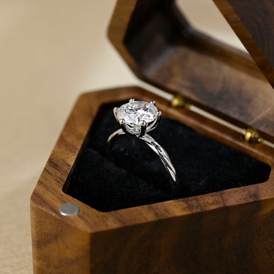 Stunning 1.0 CT Round Moissanite Engagement Ring with Twisted Shank in Solitaire Design 2
