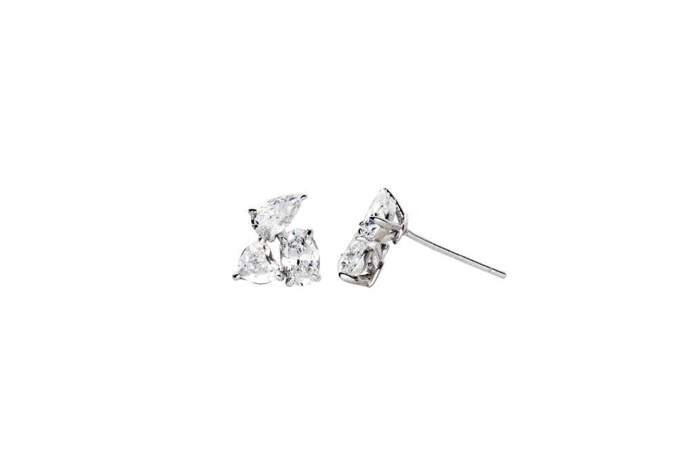 Round Cut Cubic Zirconia in 925 Sterling Silver Earrings 3
