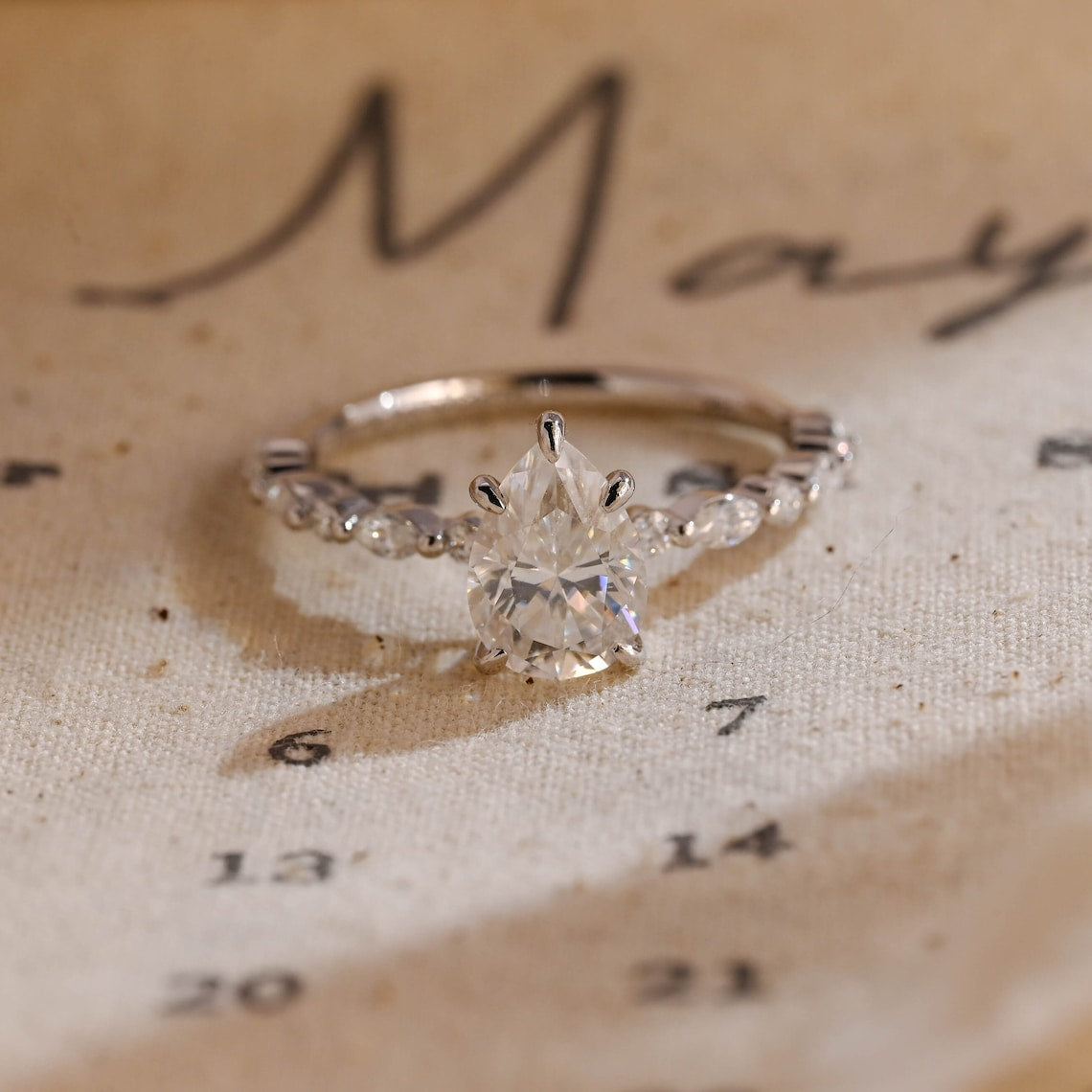 Stunning 4.0 CT Pear Moissanite Engagement Ring with Pave Design 1