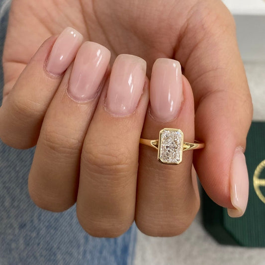 Classic 2.0 CT Radiant Moissanite Engagement Ring with Bezel Design 2