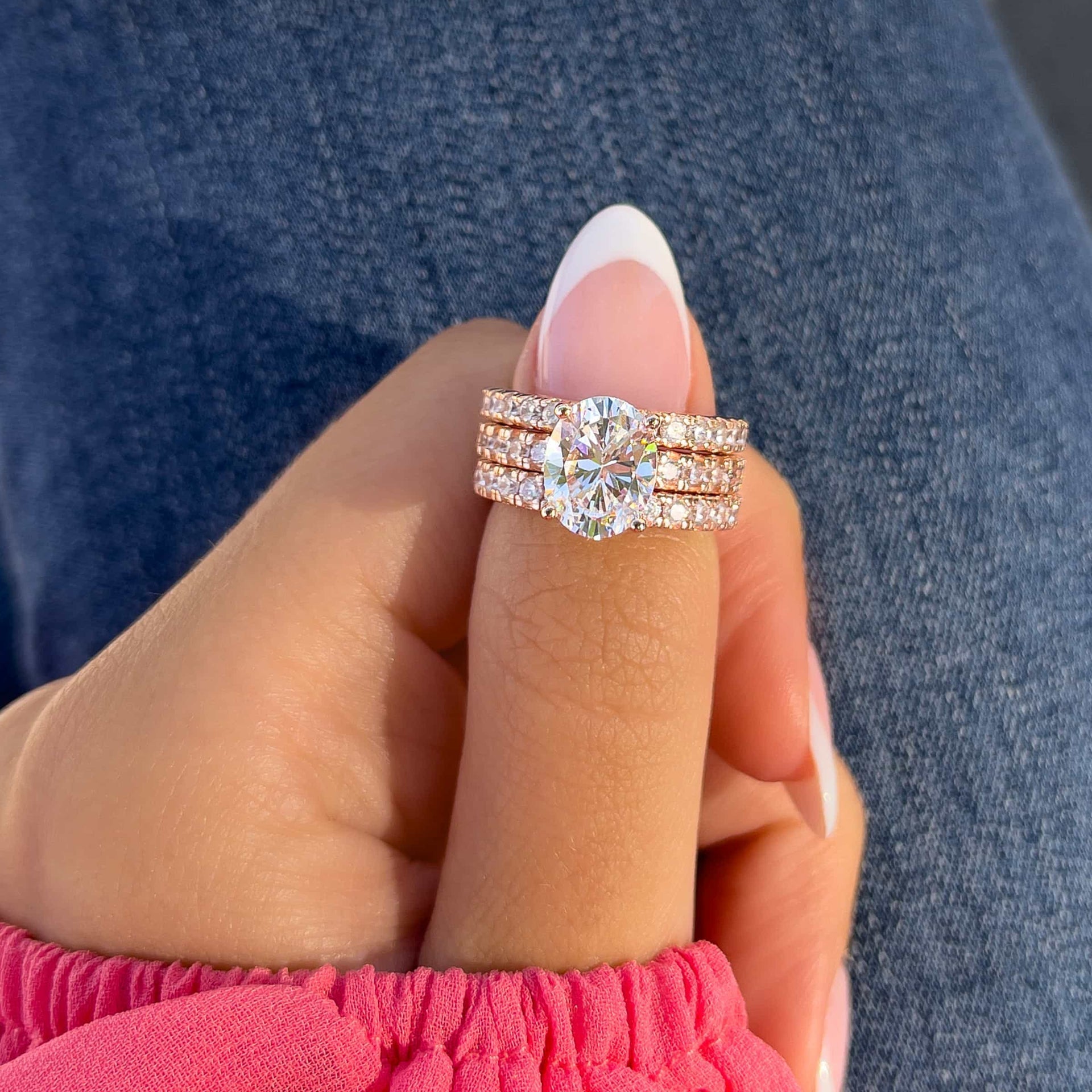Stunning 3.0 CT Oval Moissanite Engagement Ring in Pave Design 11