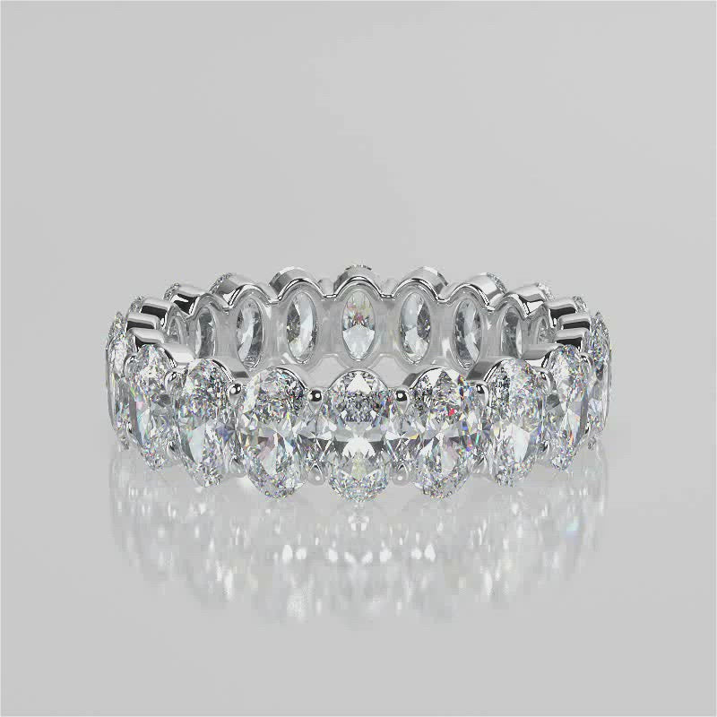 Stunning 2.50 TCW Oval Moissanite Stones Full Eternity Wedding Bands 4