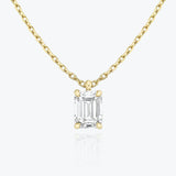 0.25 CT-1.0 CT Emerald Solitaire CVD F/VS Diamond Necklace 4