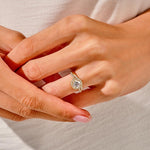 1.0 CT Round Cut Moissanite Halo Bridal Ring Set with Curved Wedding Bands 8