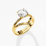 1.50 CT Round Cut Moissanite Bridal Ring Set with Plain Wedding Bands 2