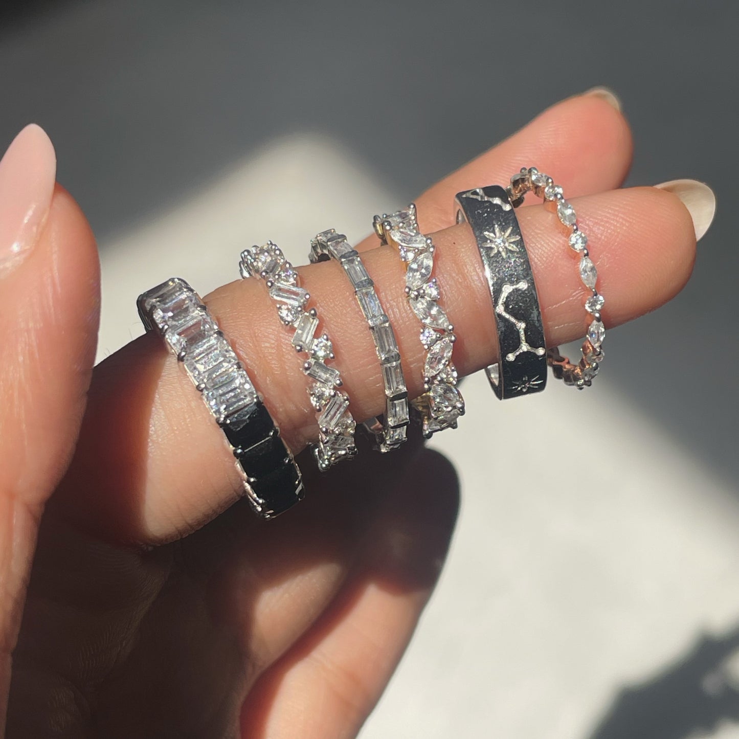 Stunning 0.30 TCW Round & Marquise Moissanite Stones Full Eternity Wedding Bands 8