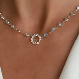 1.44 TCW Round Aquamarine Lab Made Diamond- March Birthstone Necklace 3