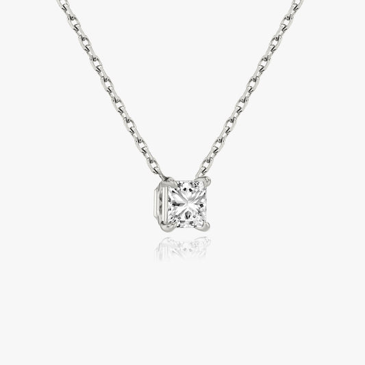 0.25 CT-1.0 CT Princess Solitaire CVD F/VS Diamond Necklace 2