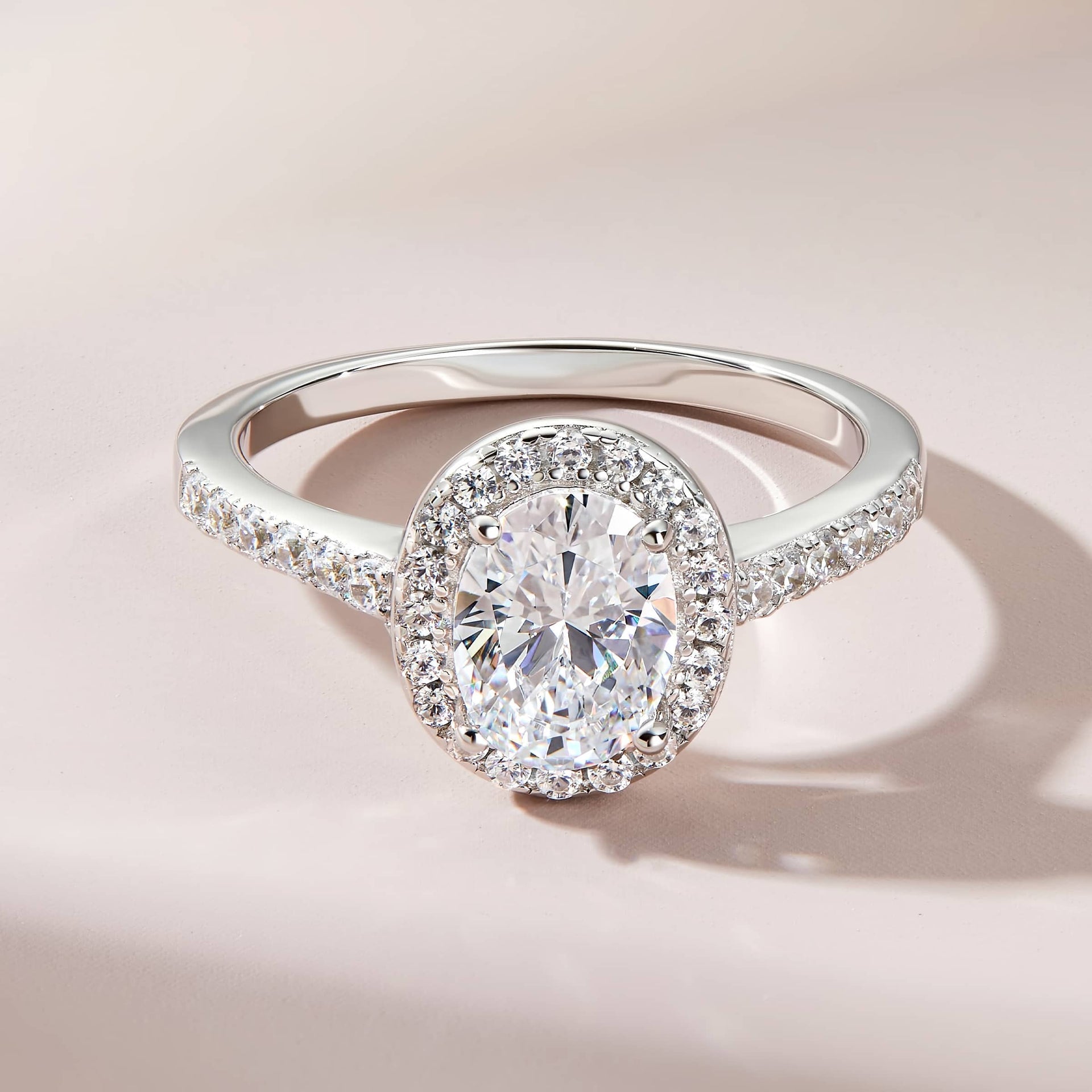 Stunning 1.5 CT Oval Moissanite Engagement Ring with Pave & Halo Design 3