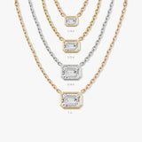 0.25 CT-1.0 CT Emerald Bezel Solitaire CVD F/VS Diamond Necklace 11