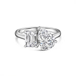 Stunning 1.75 & 4 CT Emerald & Pear Moissanite Engagement Ring with Two stones  Design 1