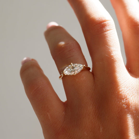 Stunning 1.0 CT Marquise Moissanite Engagement Ring with Solitaire Design 1