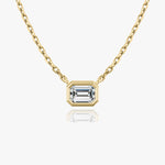 0.25 CT-1.0 CT Emerald Bezel Solitaire CVD F/VS Diamond Necklace 4