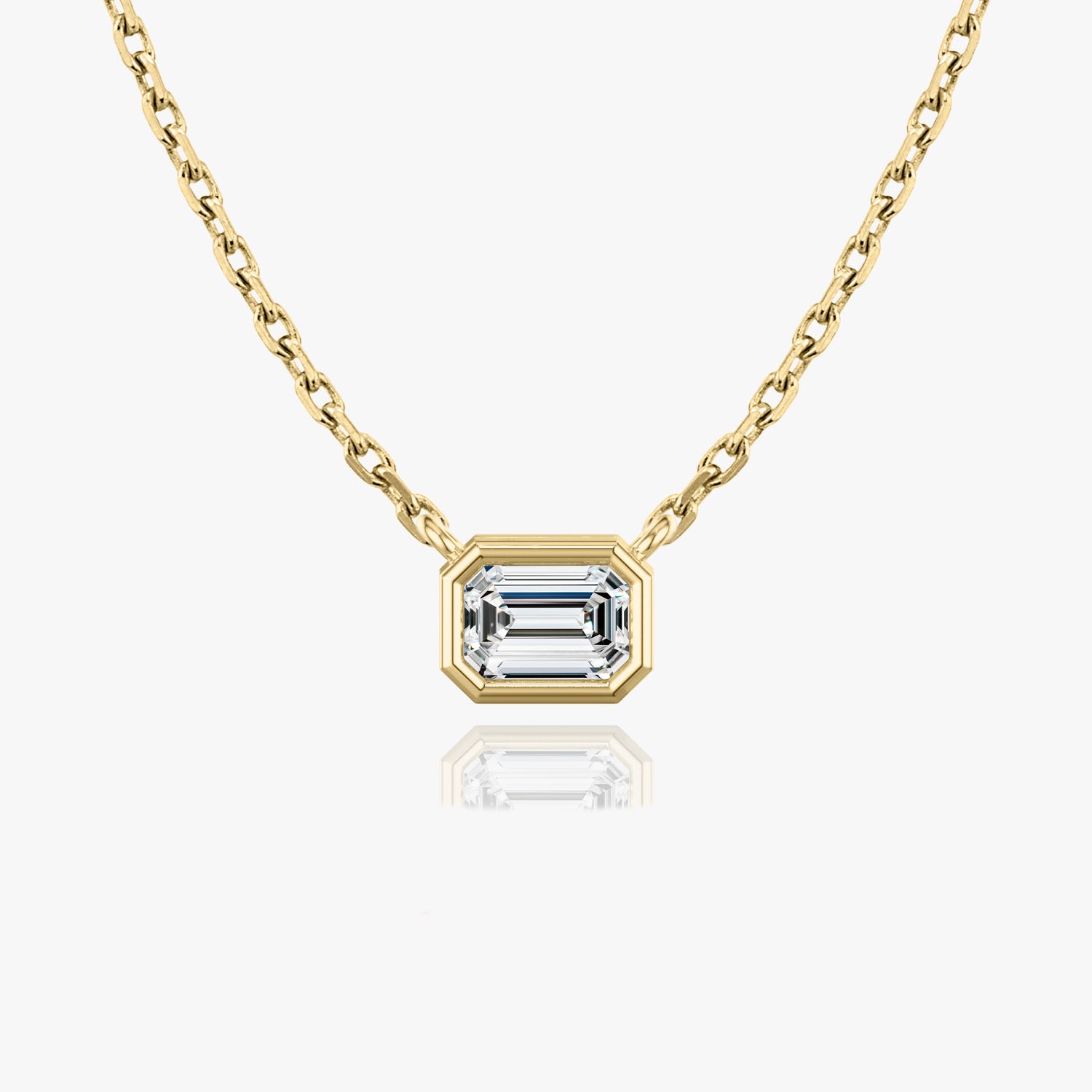 0.25 CT-1.0 CT Emerald Bezel Solitaire CVD F/VS Diamond Necklace 4