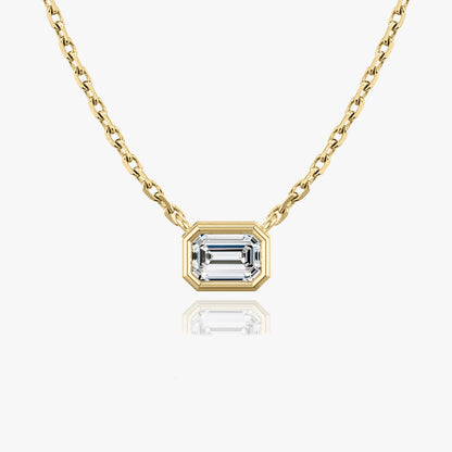 0.25 CT-1.0 CT Emerald Bezel Solitaire CVD F/VS Diamond Necklace 4
