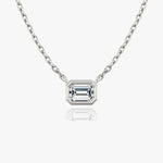 0.25 CT-1.0 CT Emerald Bezel Solitaire CVD F/VS Diamond Necklace 1