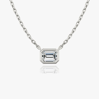 0.25 CT-1.0 CT Emerald Bezel Solitaire CVD F/VS Diamond Necklace 1