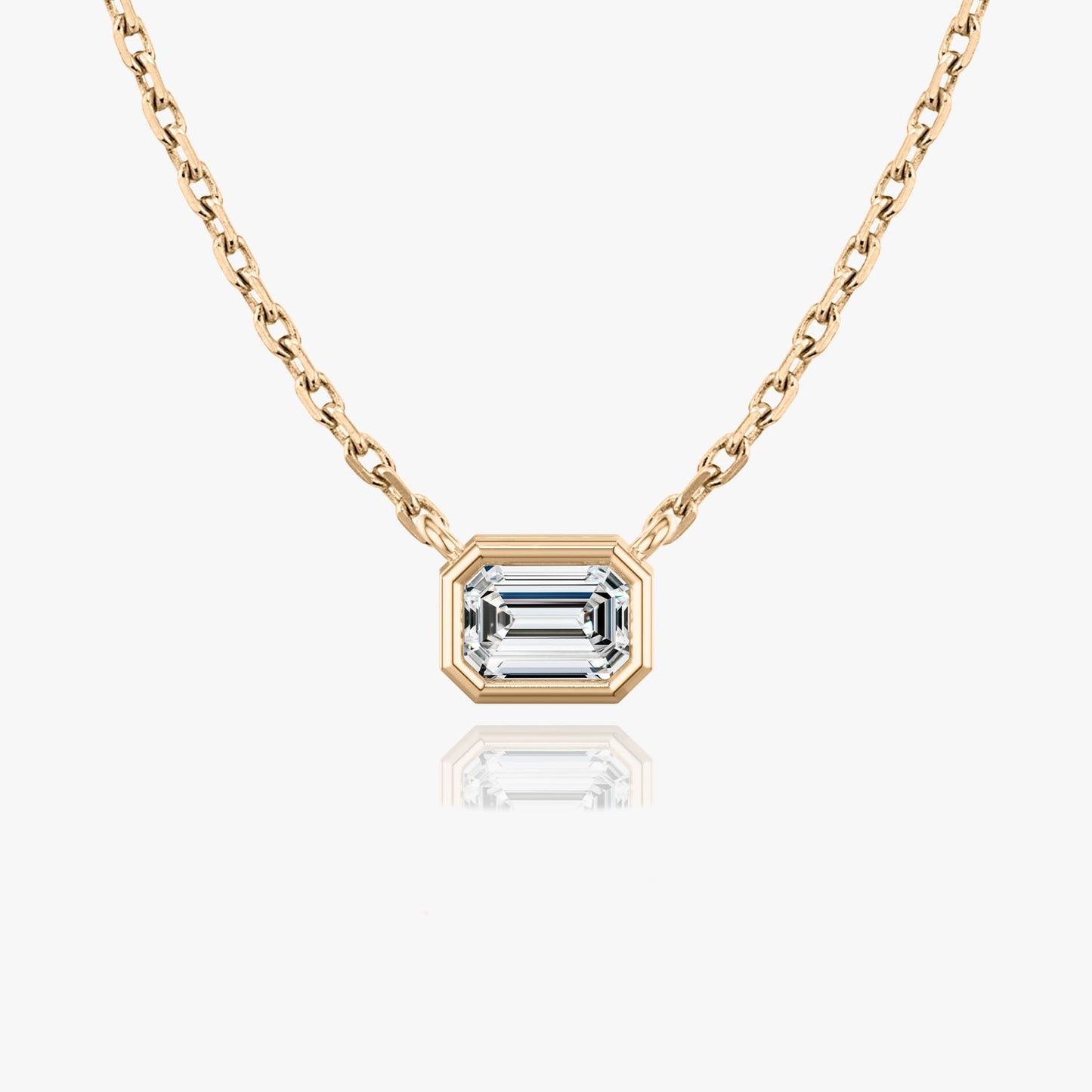 0.25 CT-1.0 CT Emerald Bezel Solitaire CVD F/VS Diamond Necklace 8
