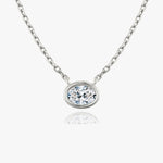 0.25 CT-1.0 CT Oval Bezel Solitaire CVD F/VS Diamond Necklace 1