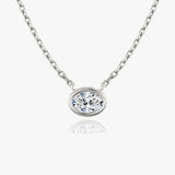 0.25 CT-1.0 CT Oval Bezel Solitaire CVD F/VS Diamond Necklace 1