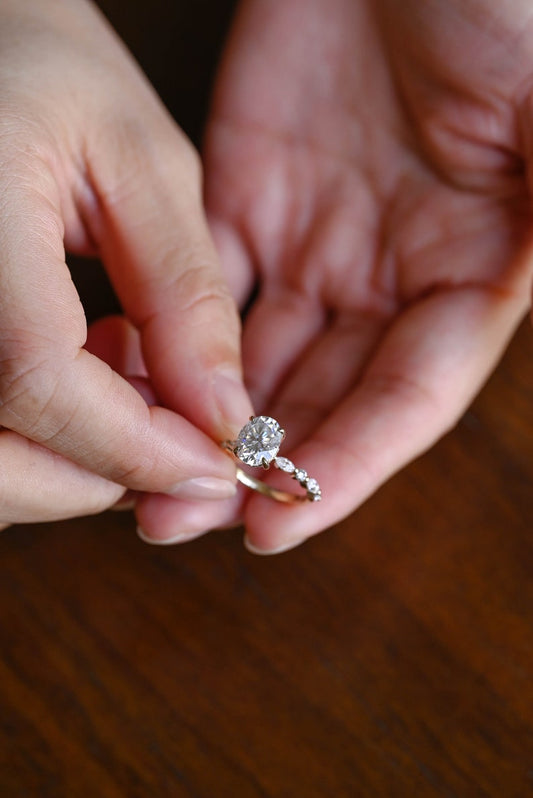 Stunning 1.0 - 2.0 CT Oval Moissanite Engagement Ring with Pave & Hidden Halo Design 2