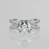 Stunning 2.0 CT Round Moissanite Engagement Ring with Criss-cross Pave Design 4