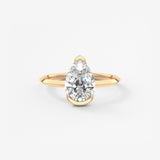 Pear Half Bezel Lab Grown Diamond Engagement Ring