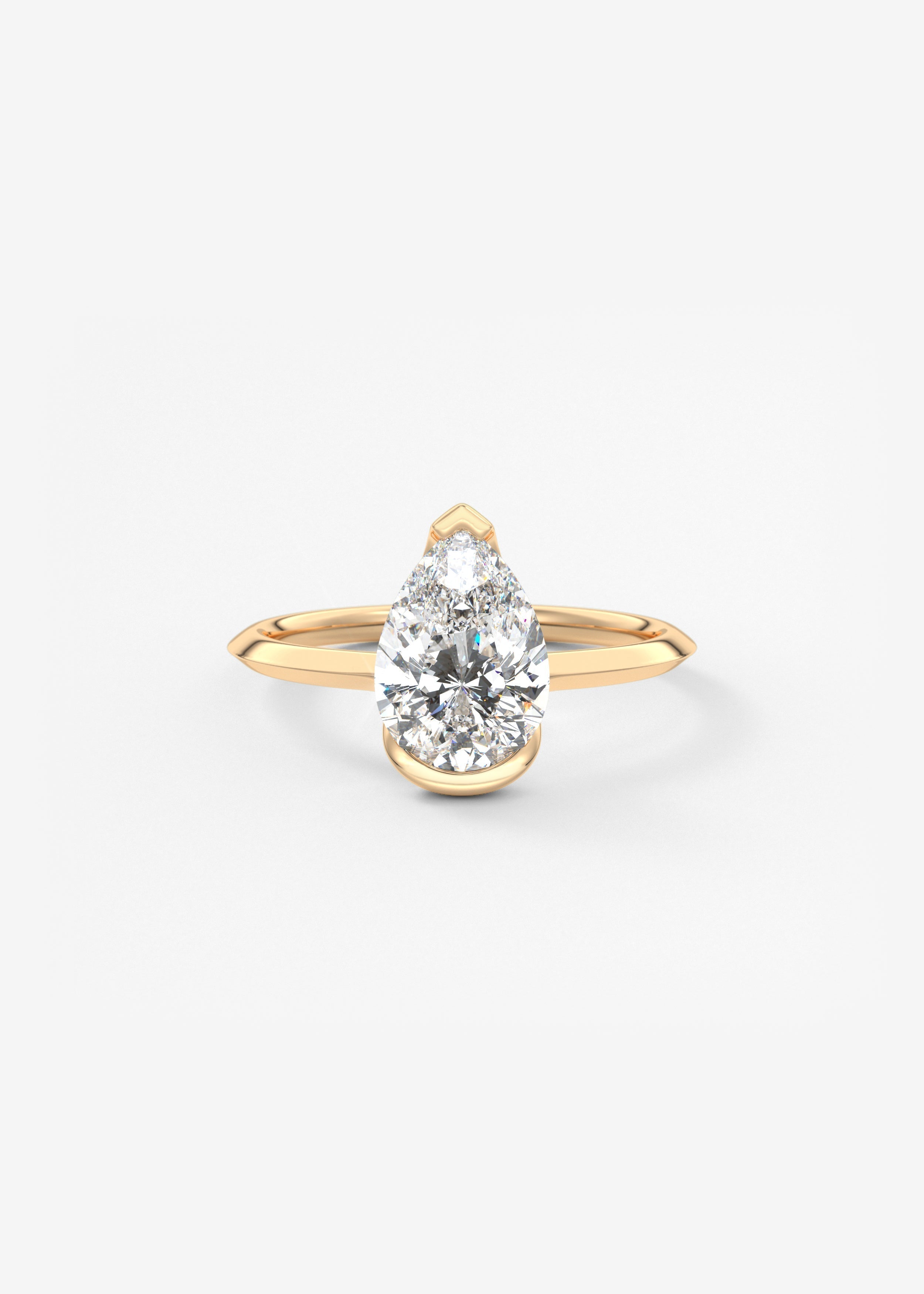 Pear Half Bezel Lab Grown Diamond Engagement Ring