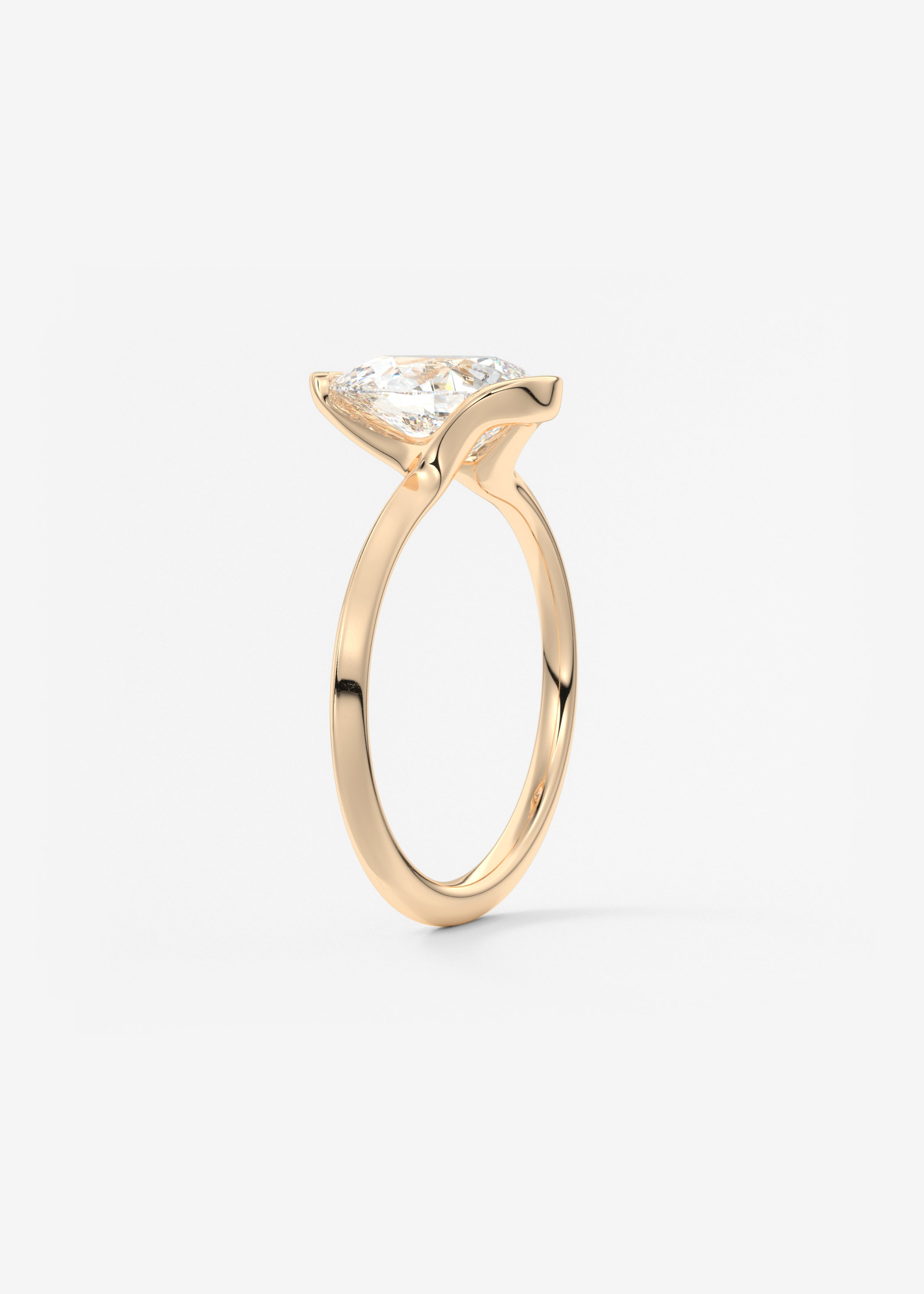 Pear Half Bezel Lab Grown Diamond Engagement Ring