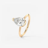 Pear Half Bezel Lab Grown Diamond Engagement Ring
