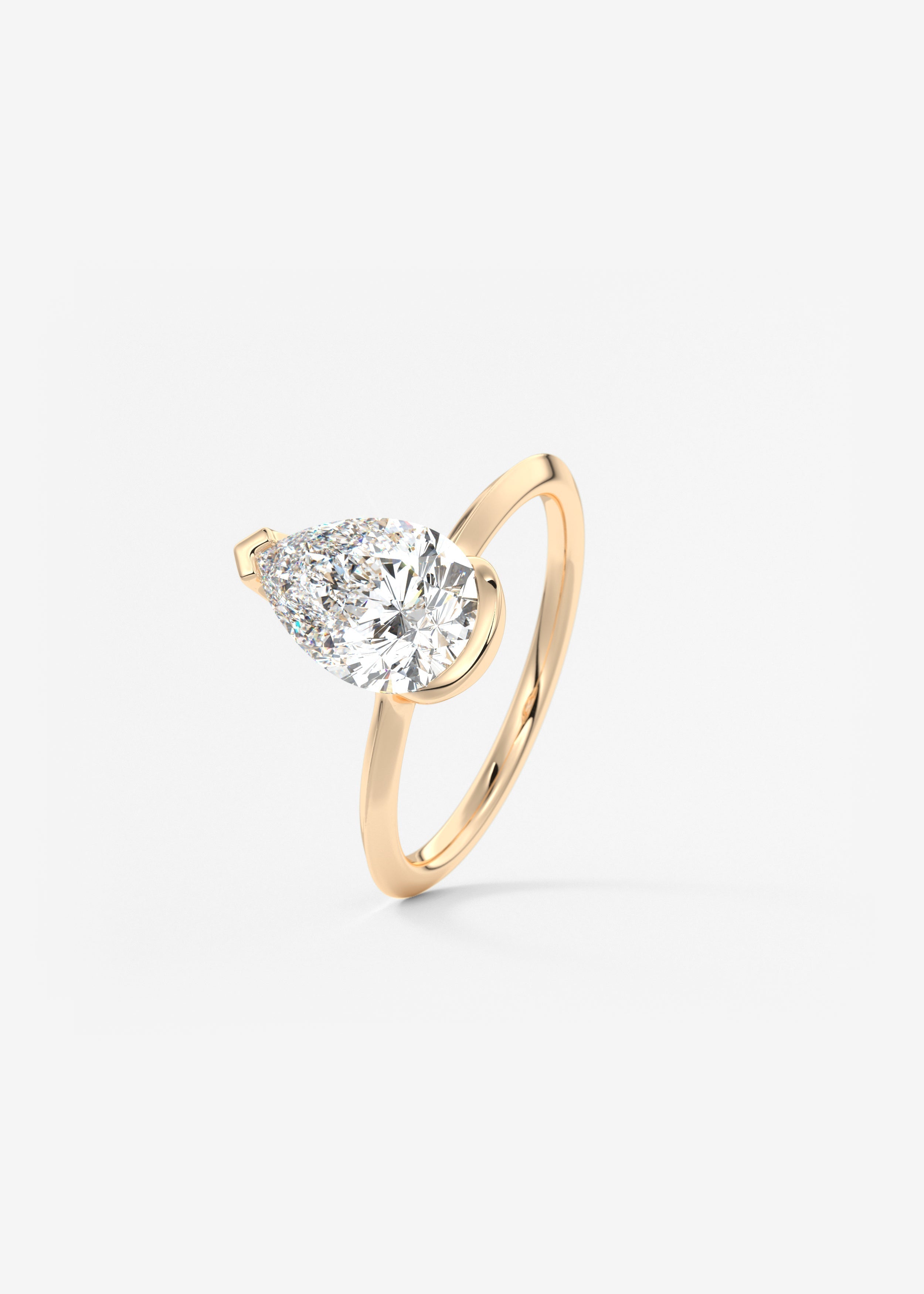 Pear Half Bezel Lab Grown Diamond Engagement Ring
