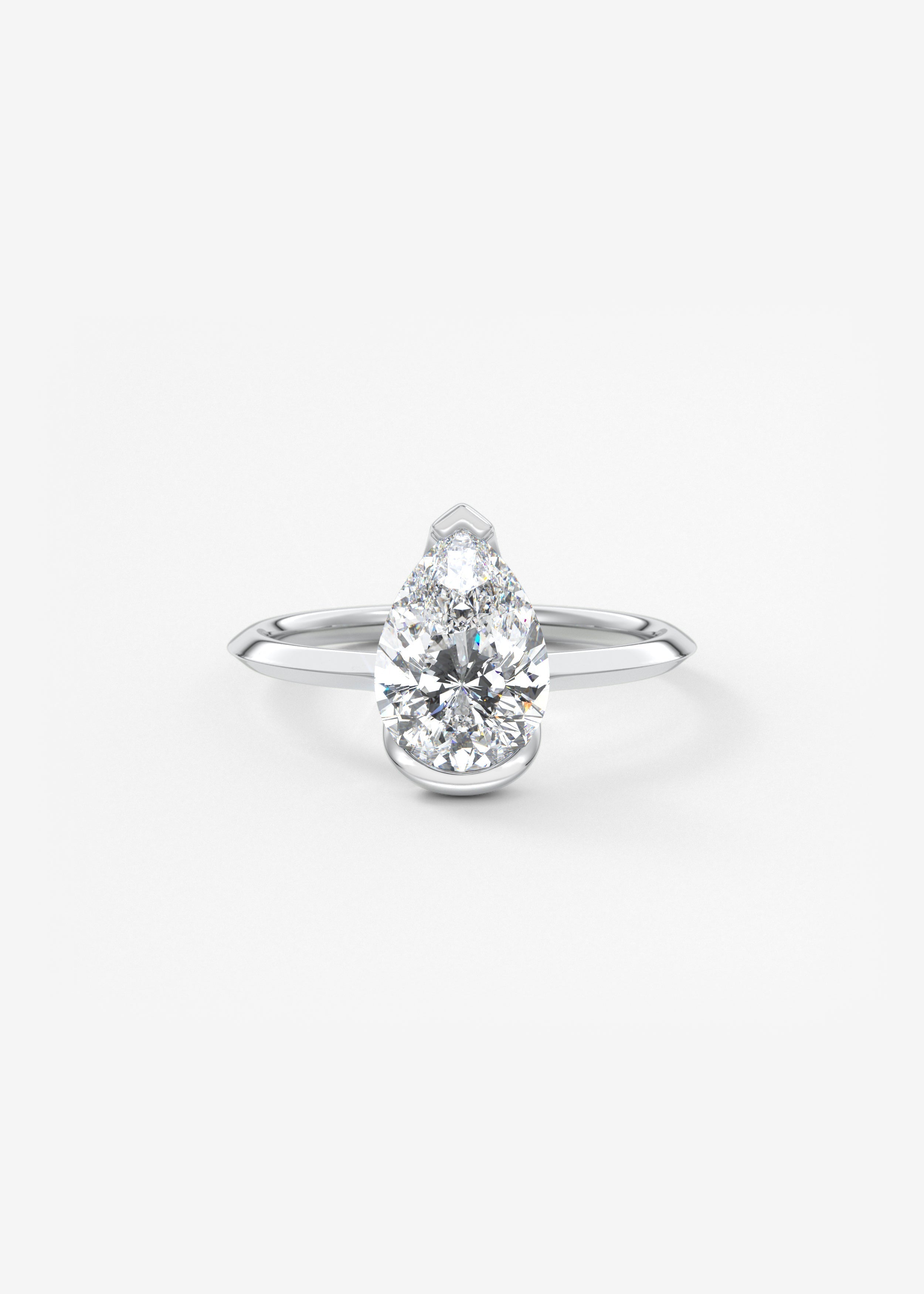 Pear Half Bezel Lab Grown Diamond Engagement Ring