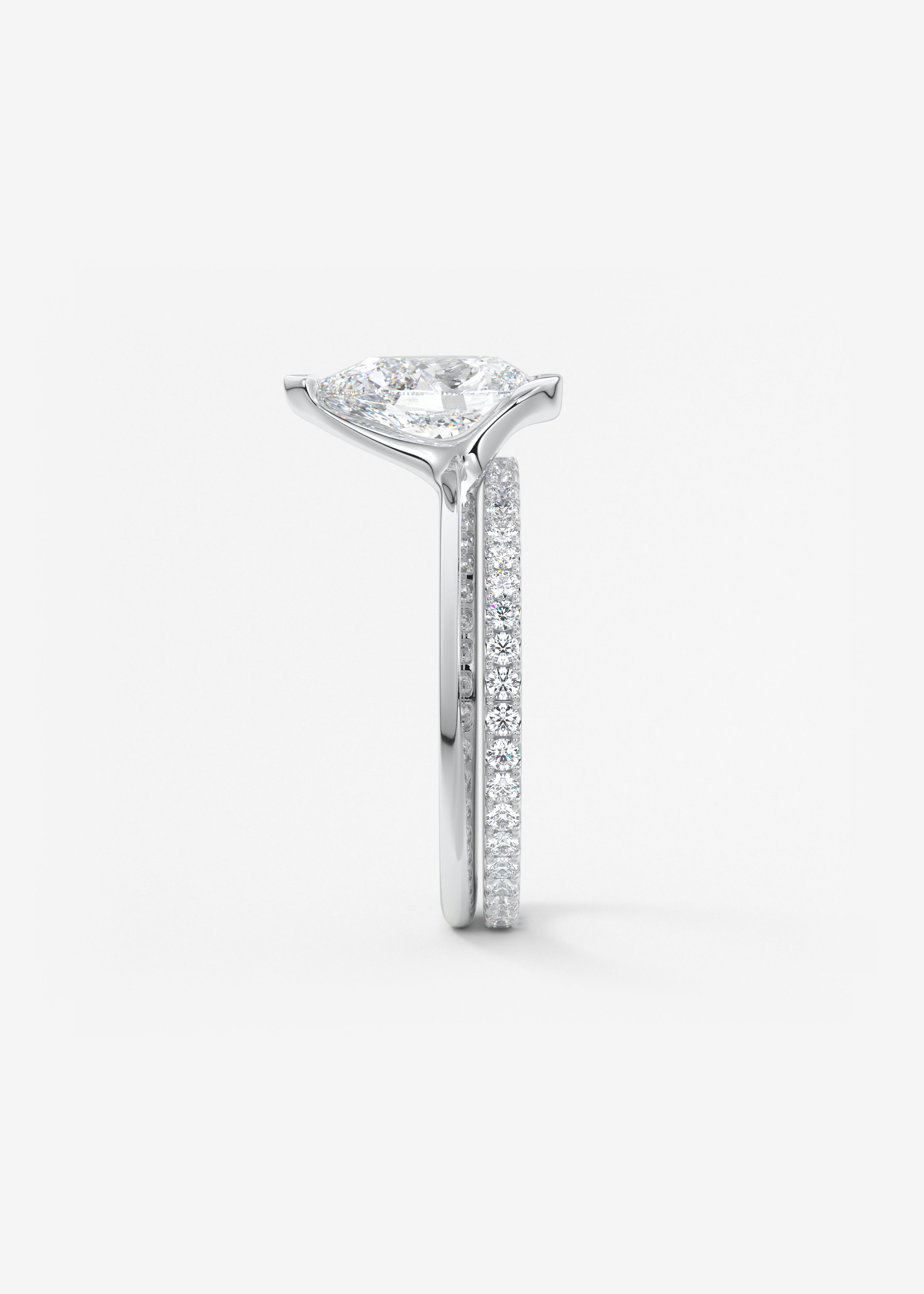 Pear Half Bezel Lab Grown Diamond Engagement Ring