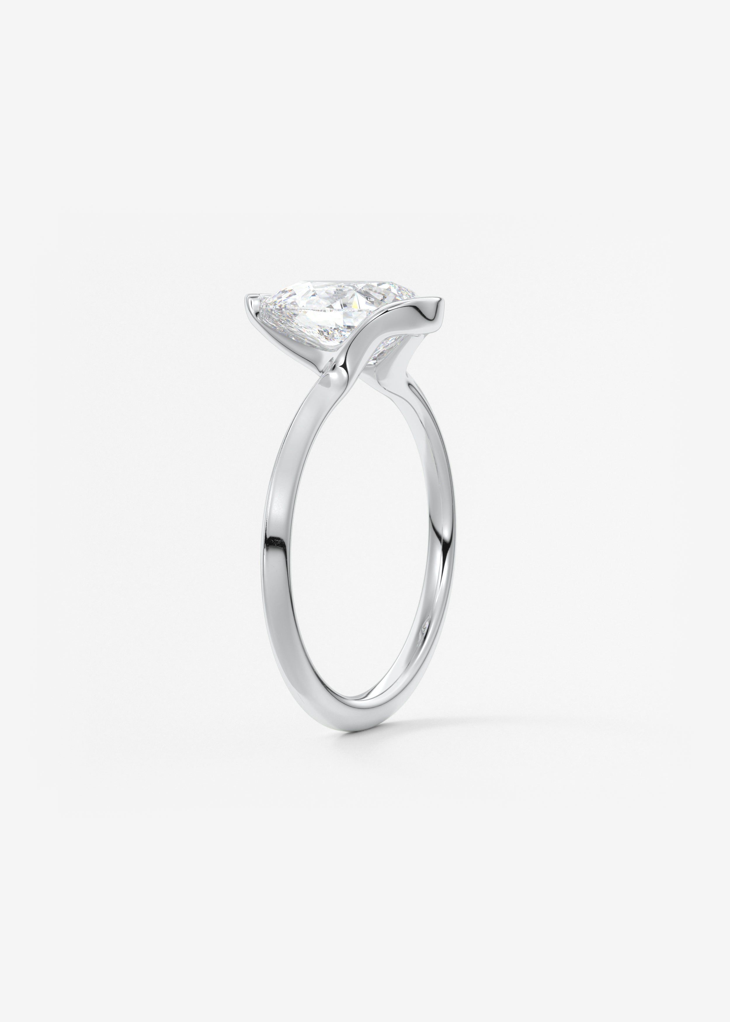 Pear Half Bezel Lab Grown Diamond Engagement Ring