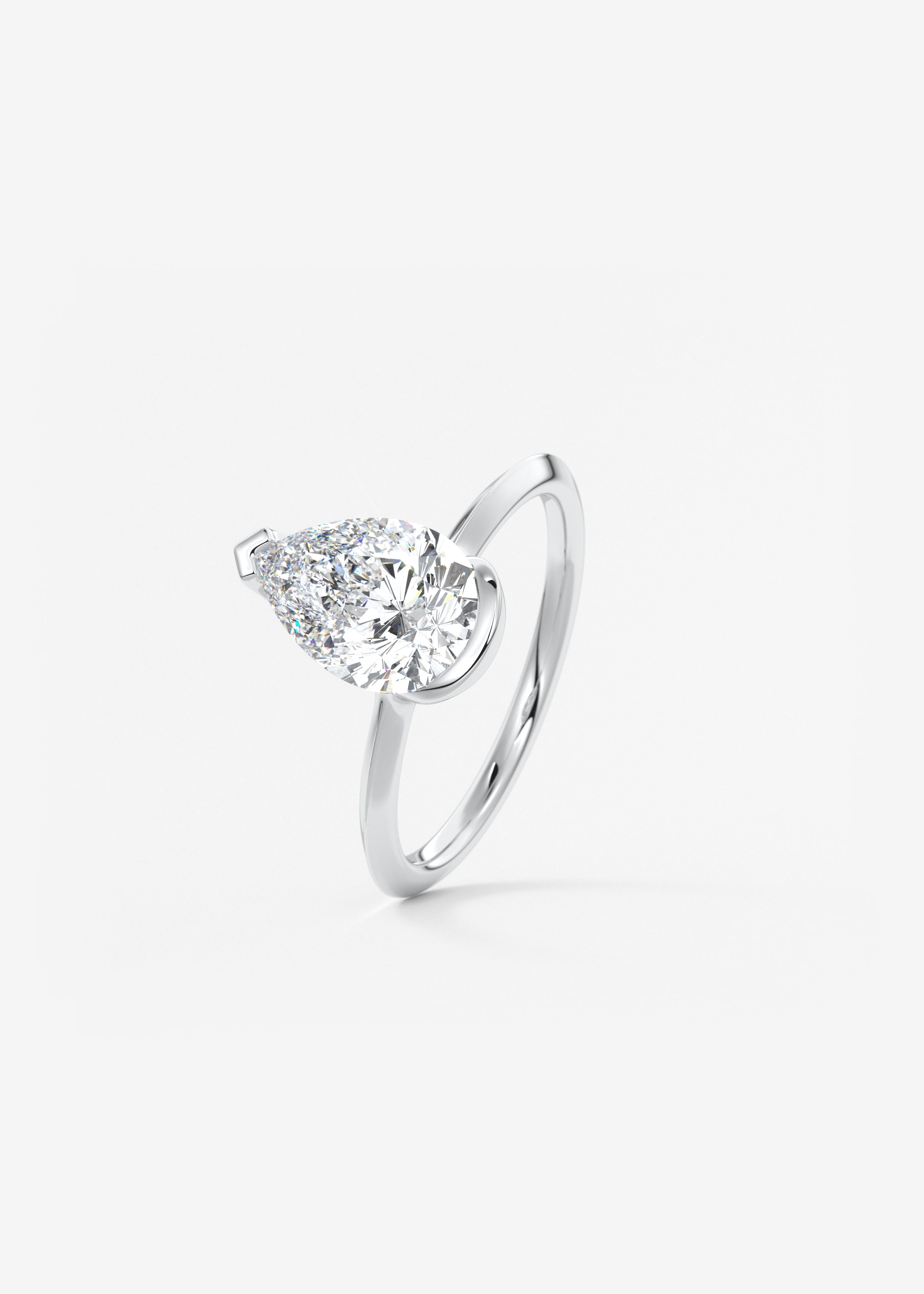 Pear Half Bezel Lab Grown Diamond Engagement Ring