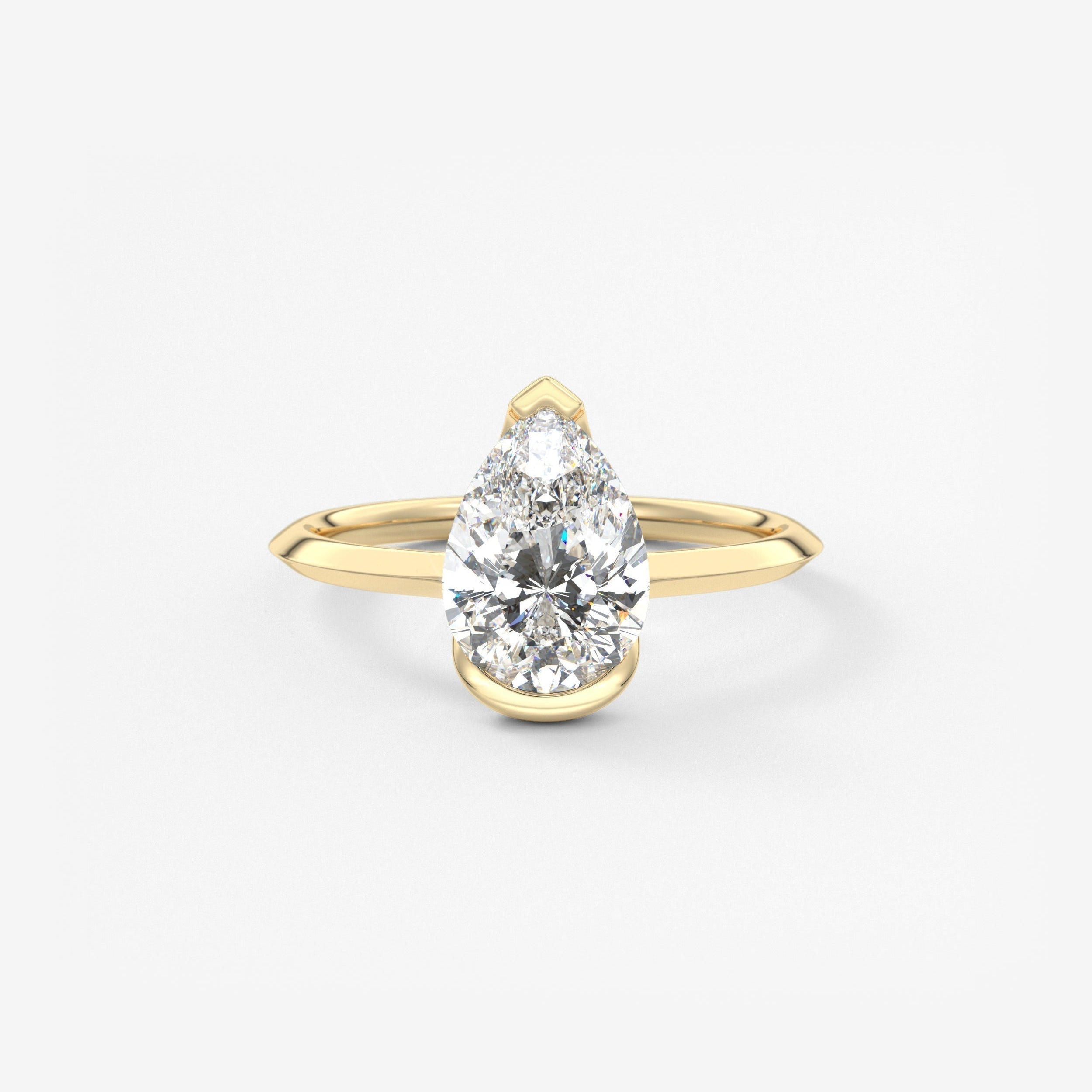 Pear Half Bezel Lab Grown Diamond Engagement Ring