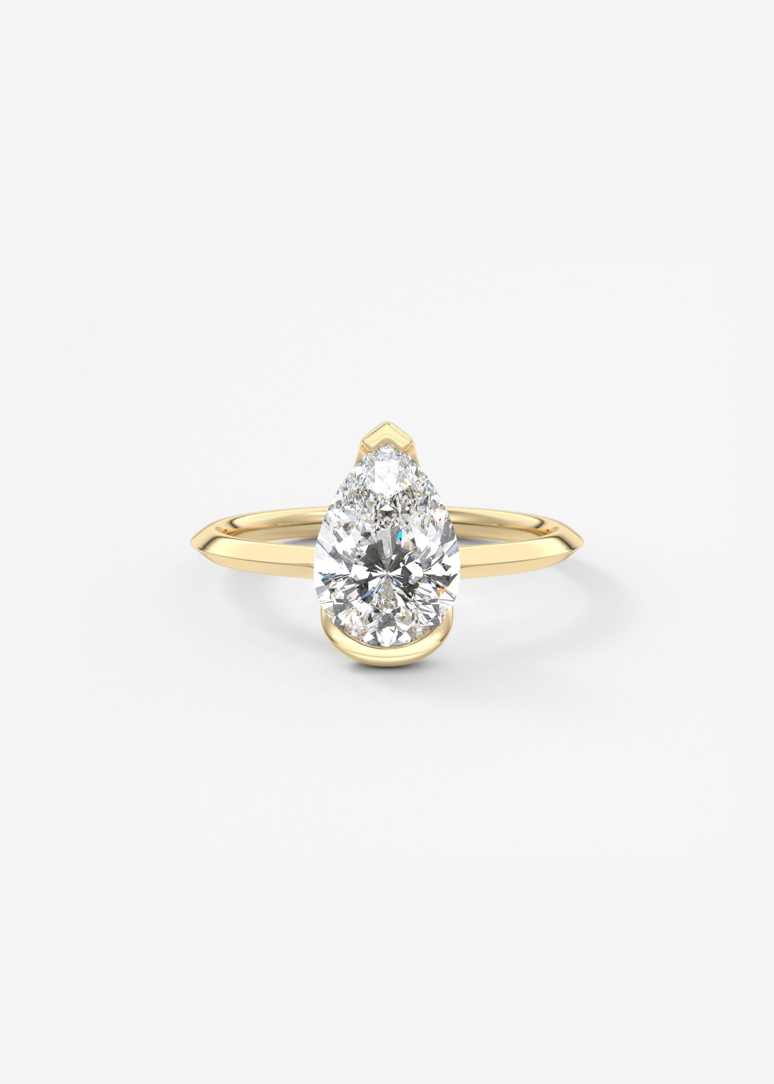 Pear Half Bezel Lab Grown Diamond Engagement Ring